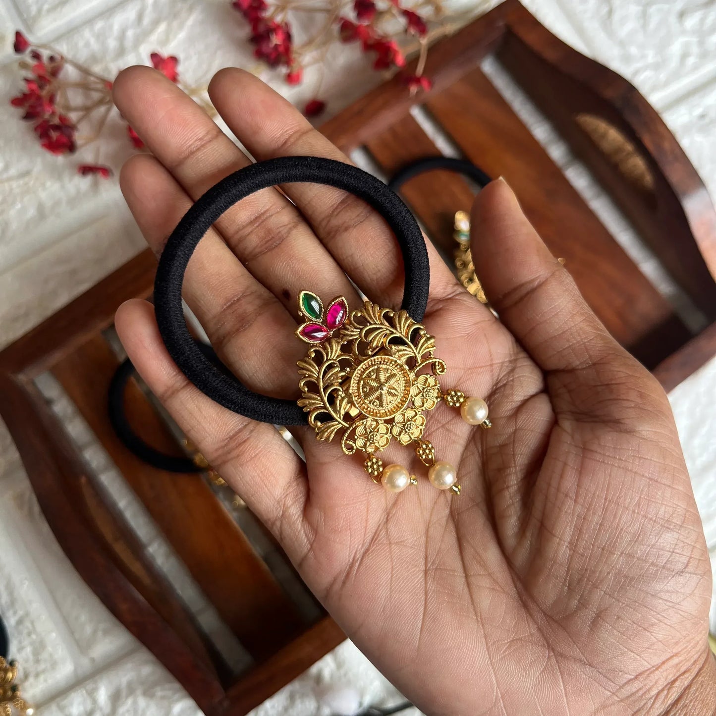 Antique Hair Tie Pink-Green