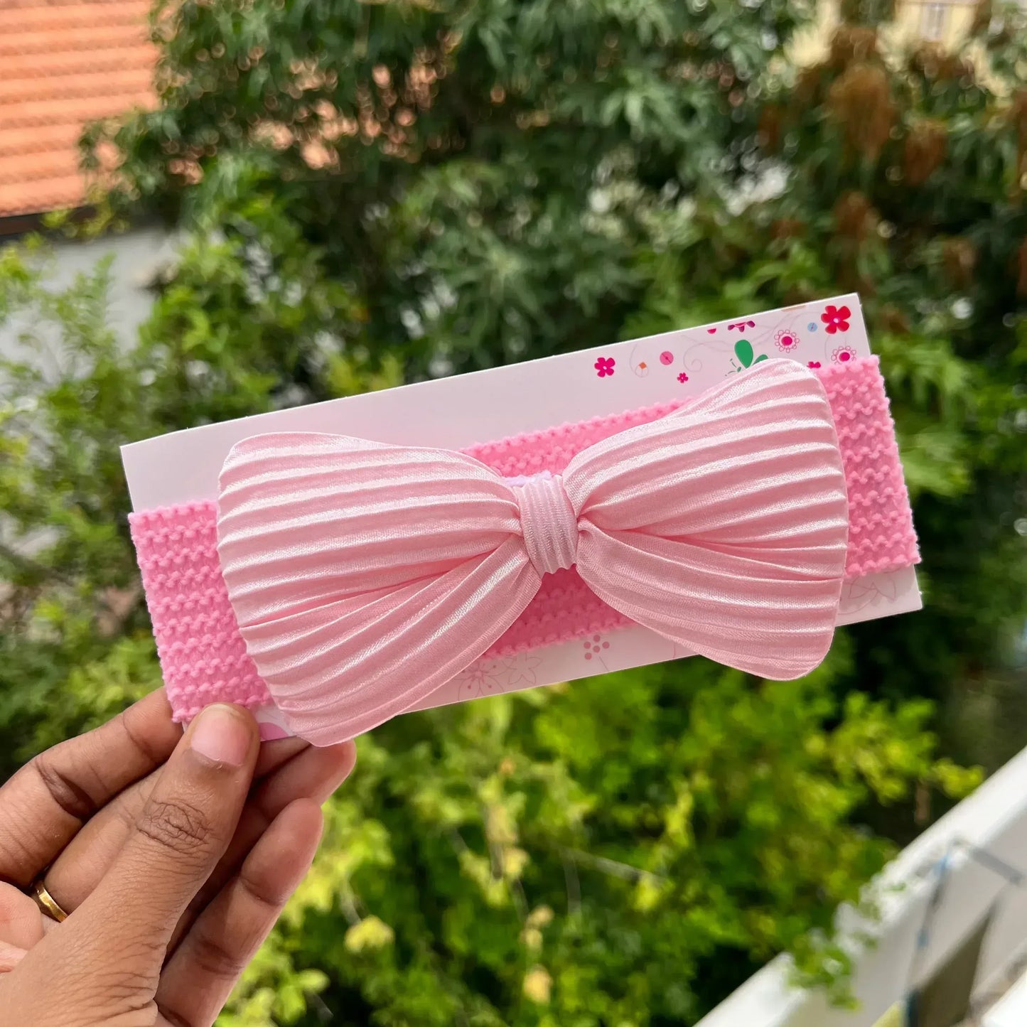 Head Band with Bow Baby Pink