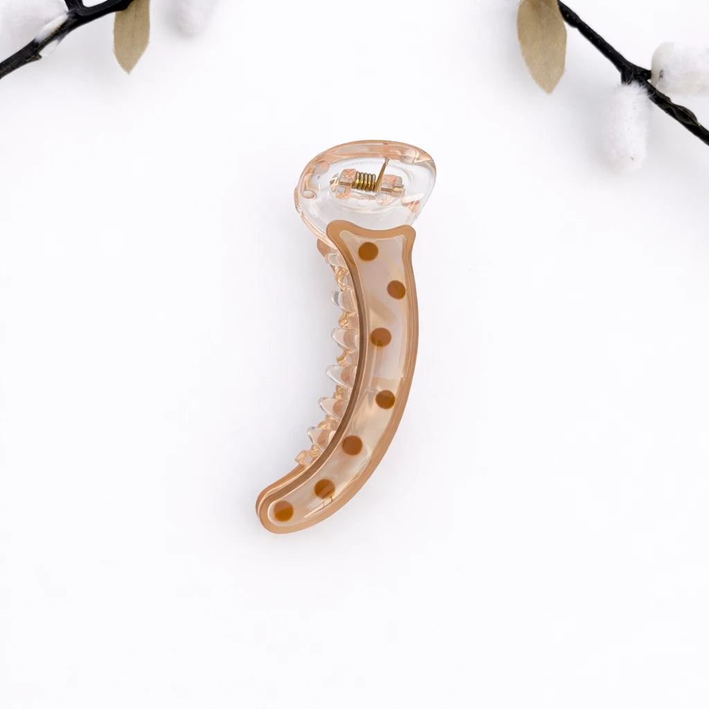 Polka Chic Banana Clip (8cm) Beige