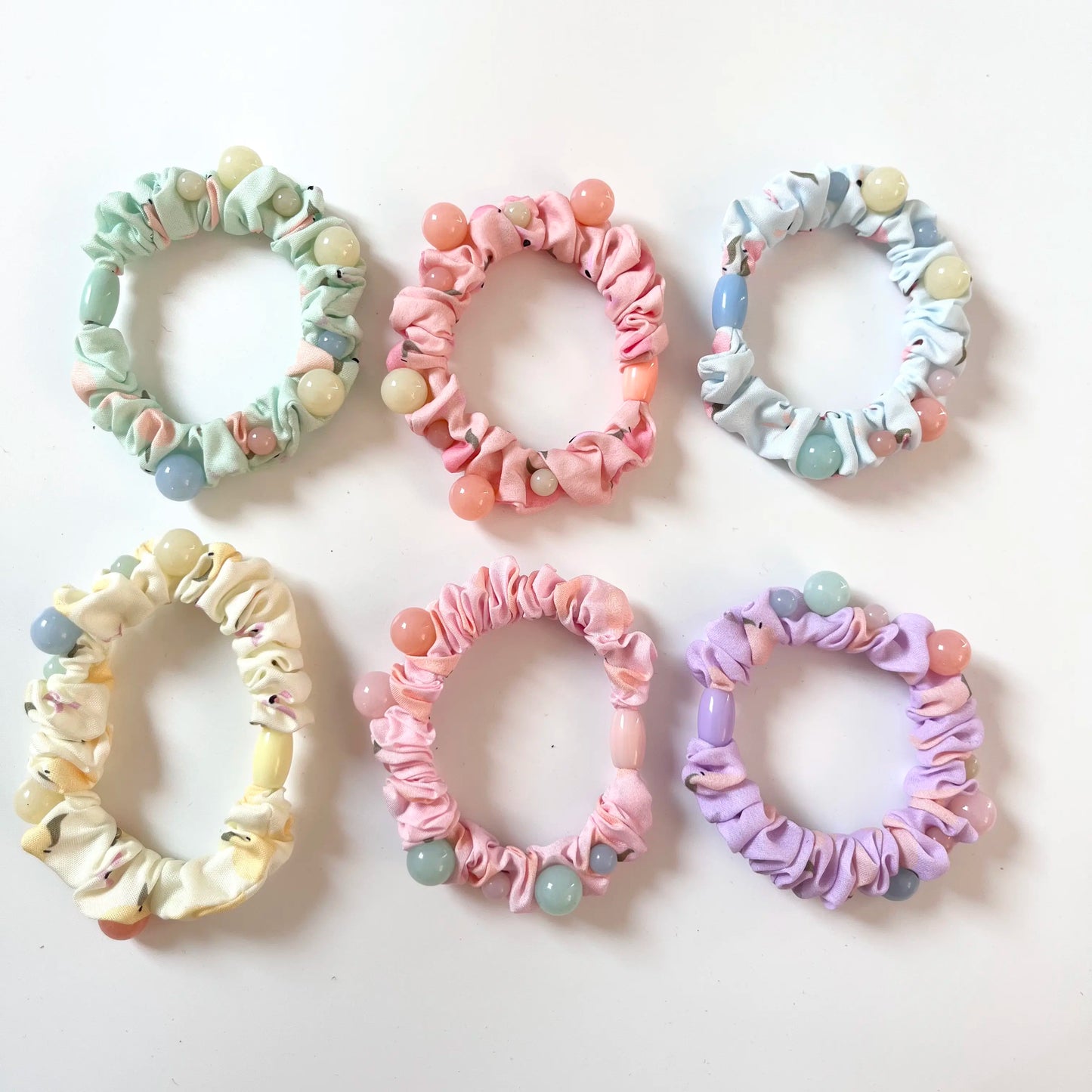 Pastel Beaded Scrunchies