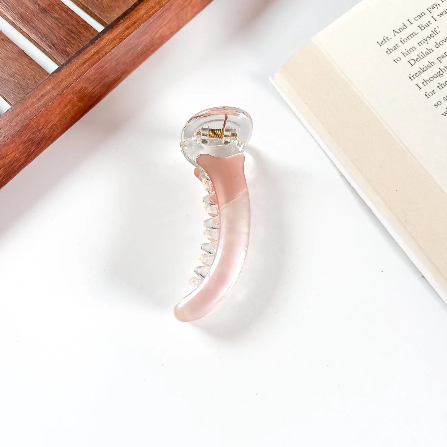 Blush pink banana clip hair clutcher pearl finish