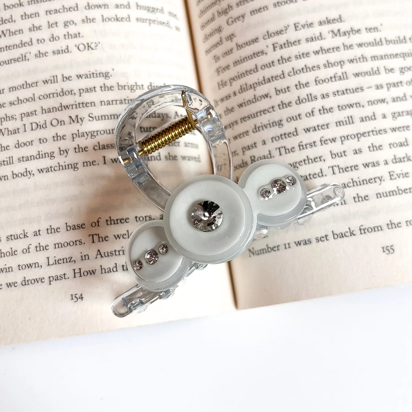 Bubble Rhinestone Claw Clip Off-White