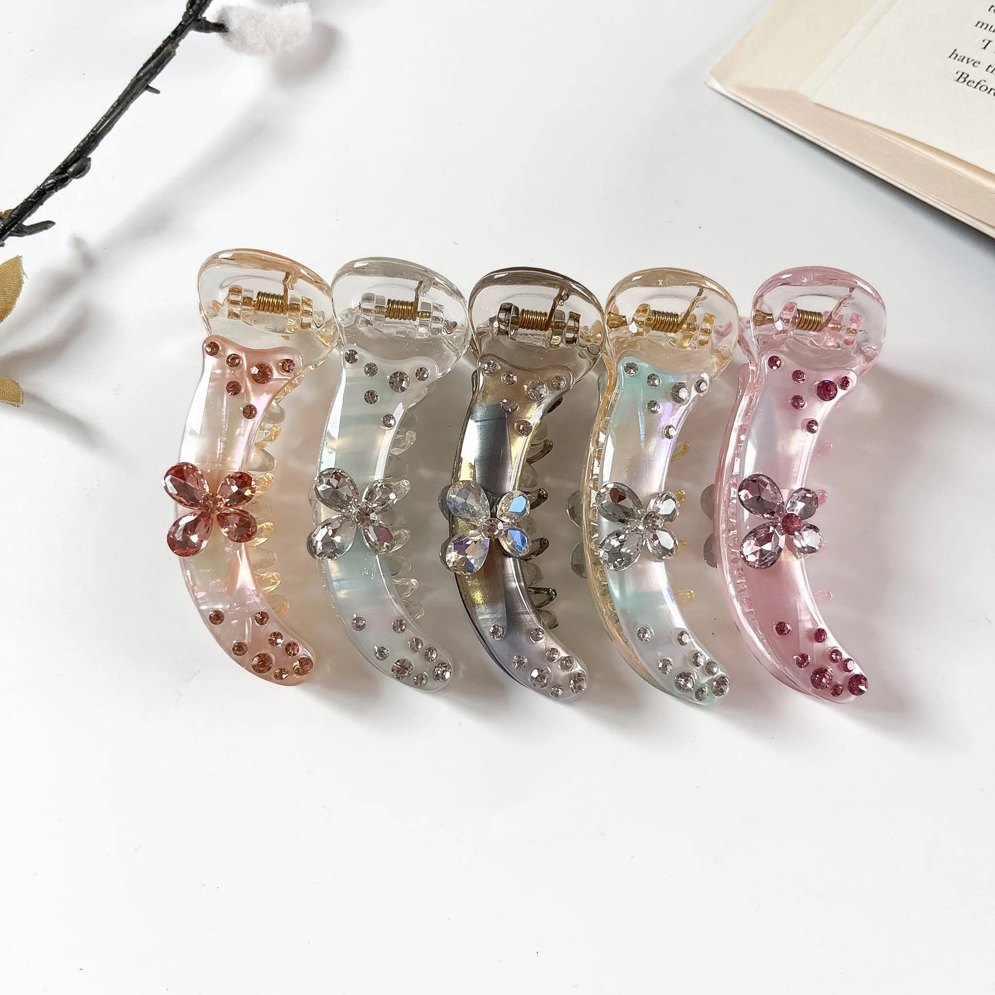 Crystal butterfly banana clip in 5 colours for women