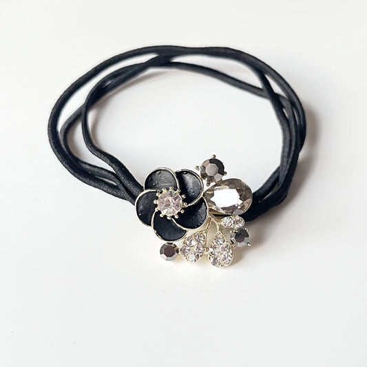 Crystal Cluster Hair Tie Black