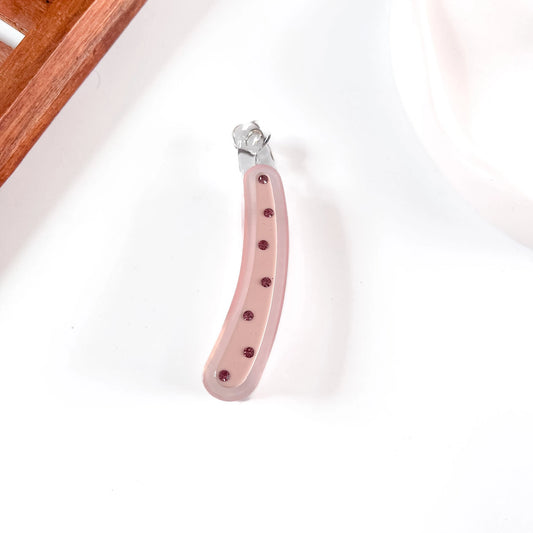 Pink crystal stud lock banana clip frosted finish