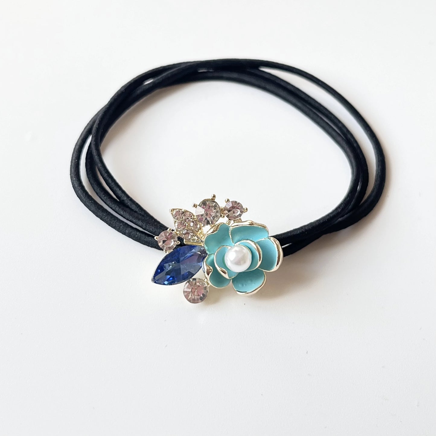 Floral Cluster Hair Tie Blue