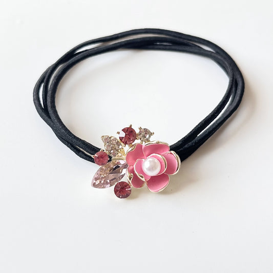Floral Cluster Hair Tie Pink