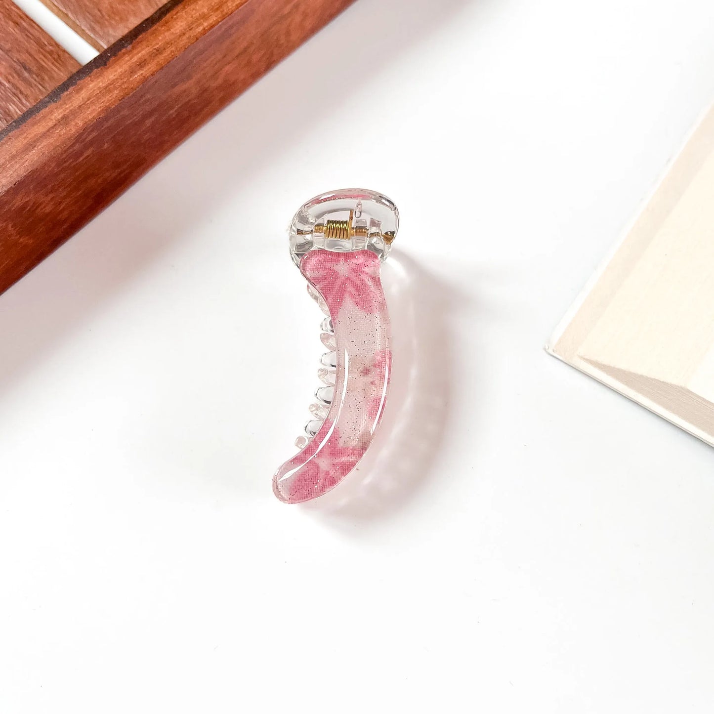 Floral frost banana clip small