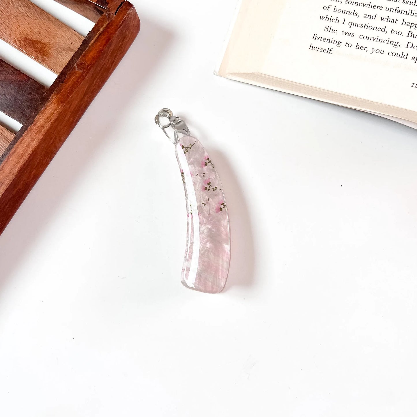 Pink floral banana clip, cute hair clutcher for women