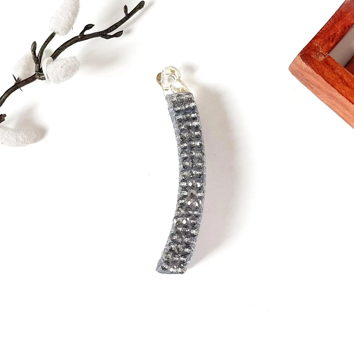 Silver grey stone lock banana clip, big banana clip for thick hair