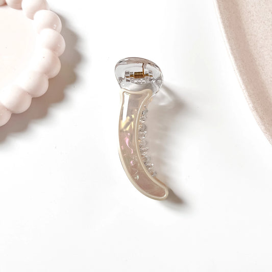Iris iridescent banana clip in cream ivory