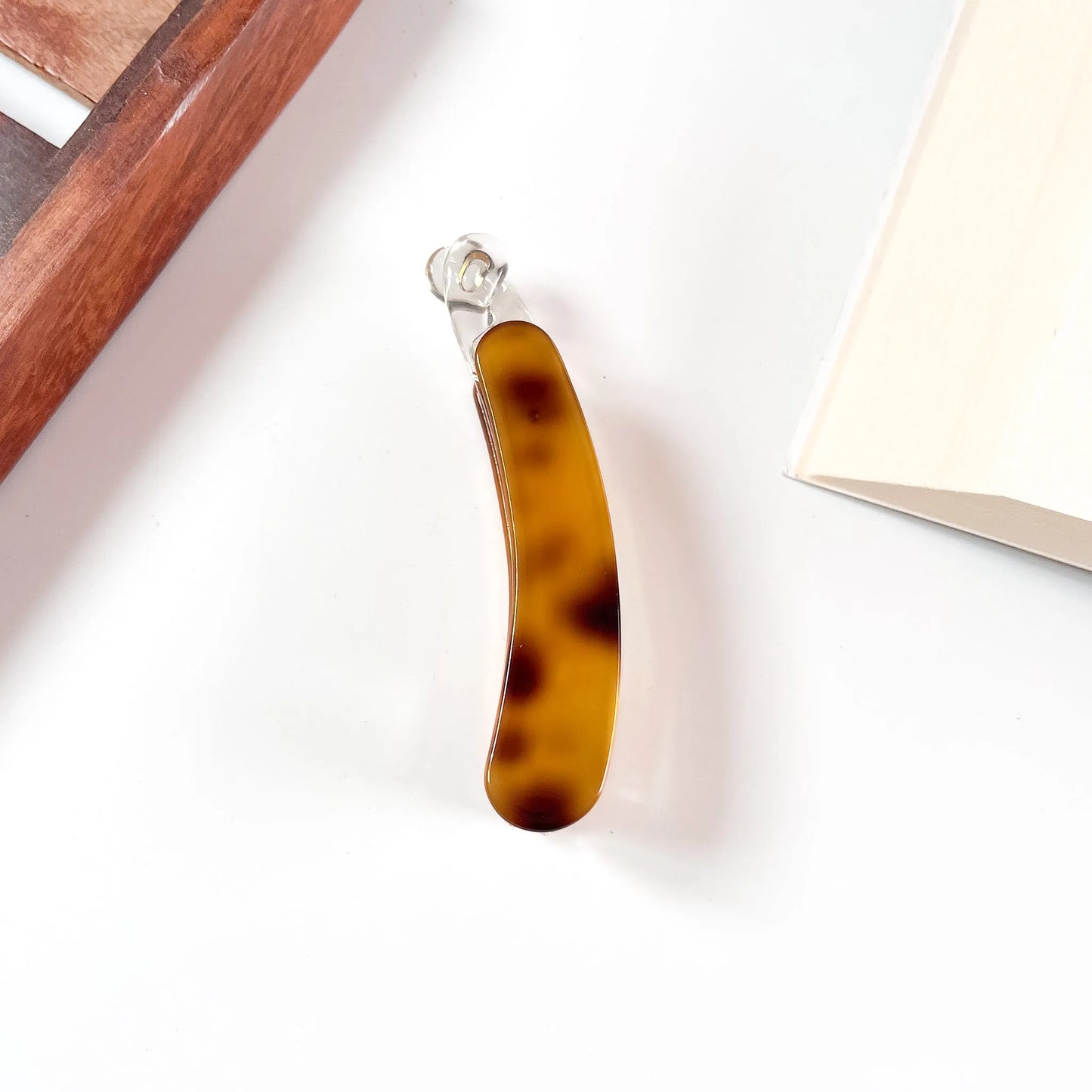 Amber tortoise acrylic lock banana clip for hair