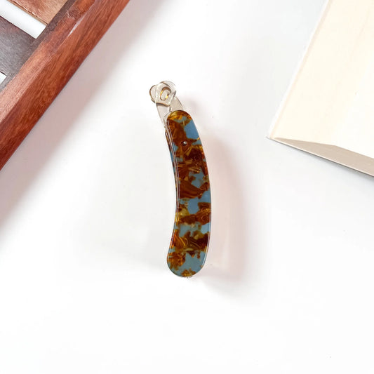 Ocean blue tortoise marble lock banana clip for hair