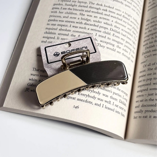 Duo Tone Luxe Claw Clip – Minimal Metal Hair Claw Beige & Brown