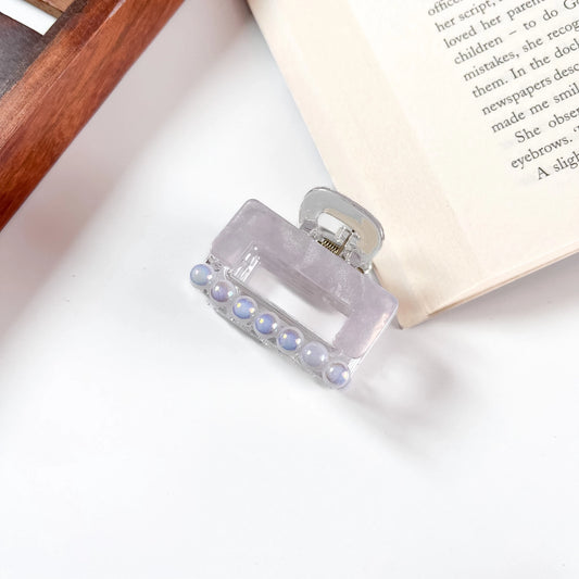 White pearl bead small claw clip for hair