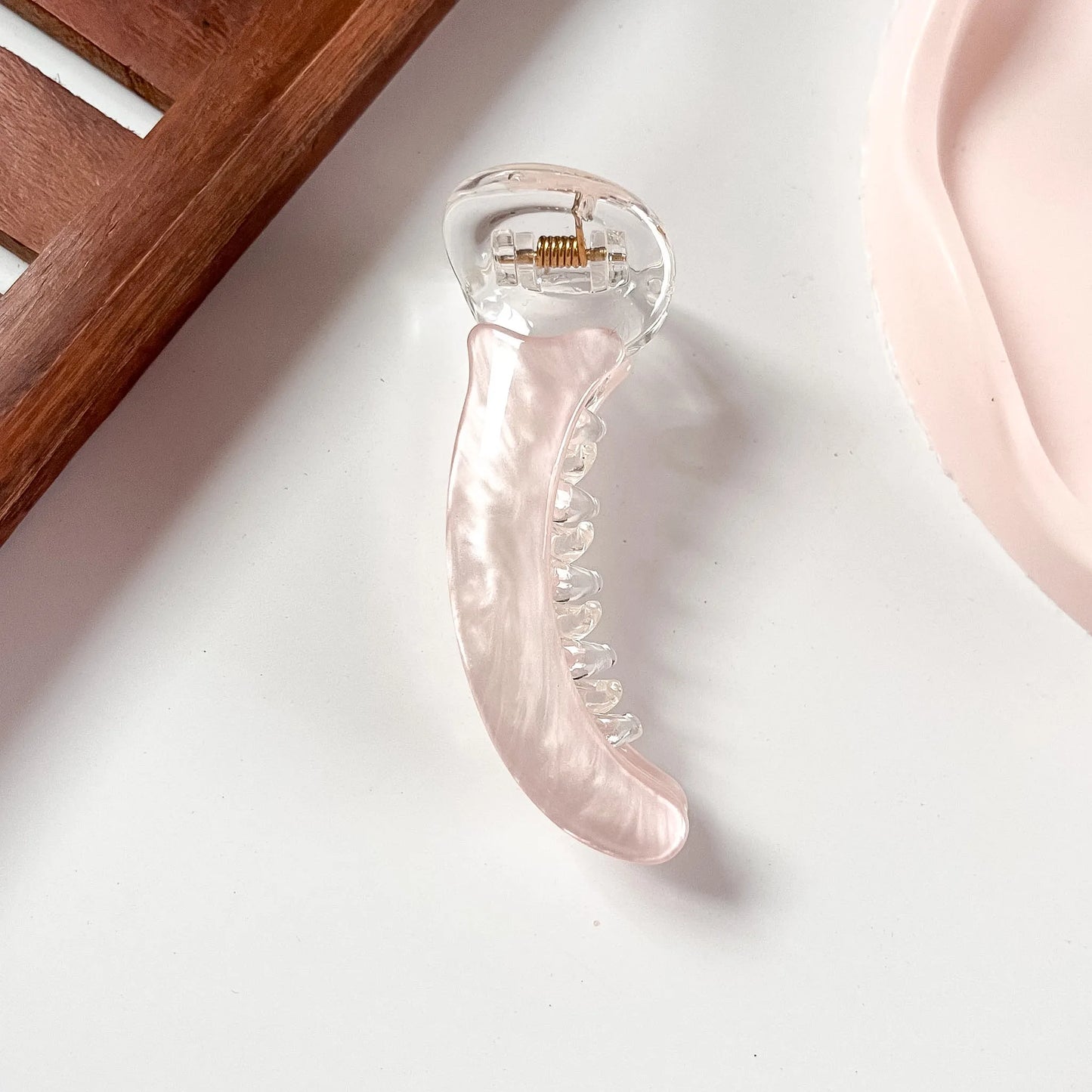 Blush pink pearl banana clip large banana hair clips for thin and thick hair
