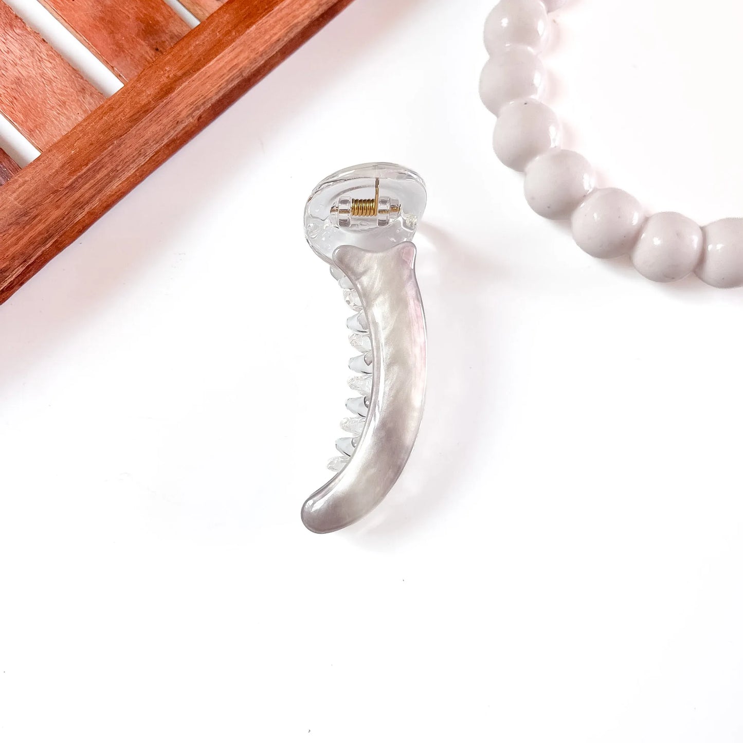 Grey Pearl Mist Banana Clip, 8cm banana clip