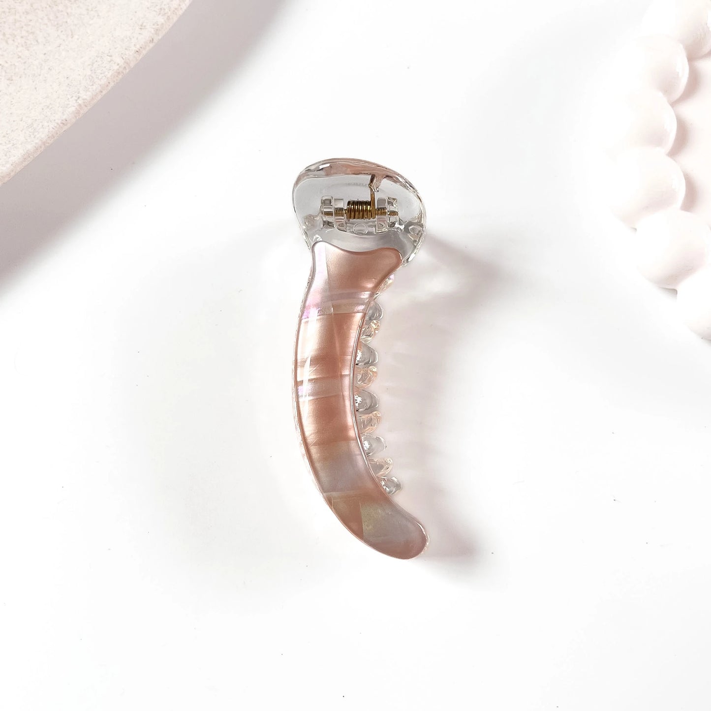Rose striped iridescent banana clip