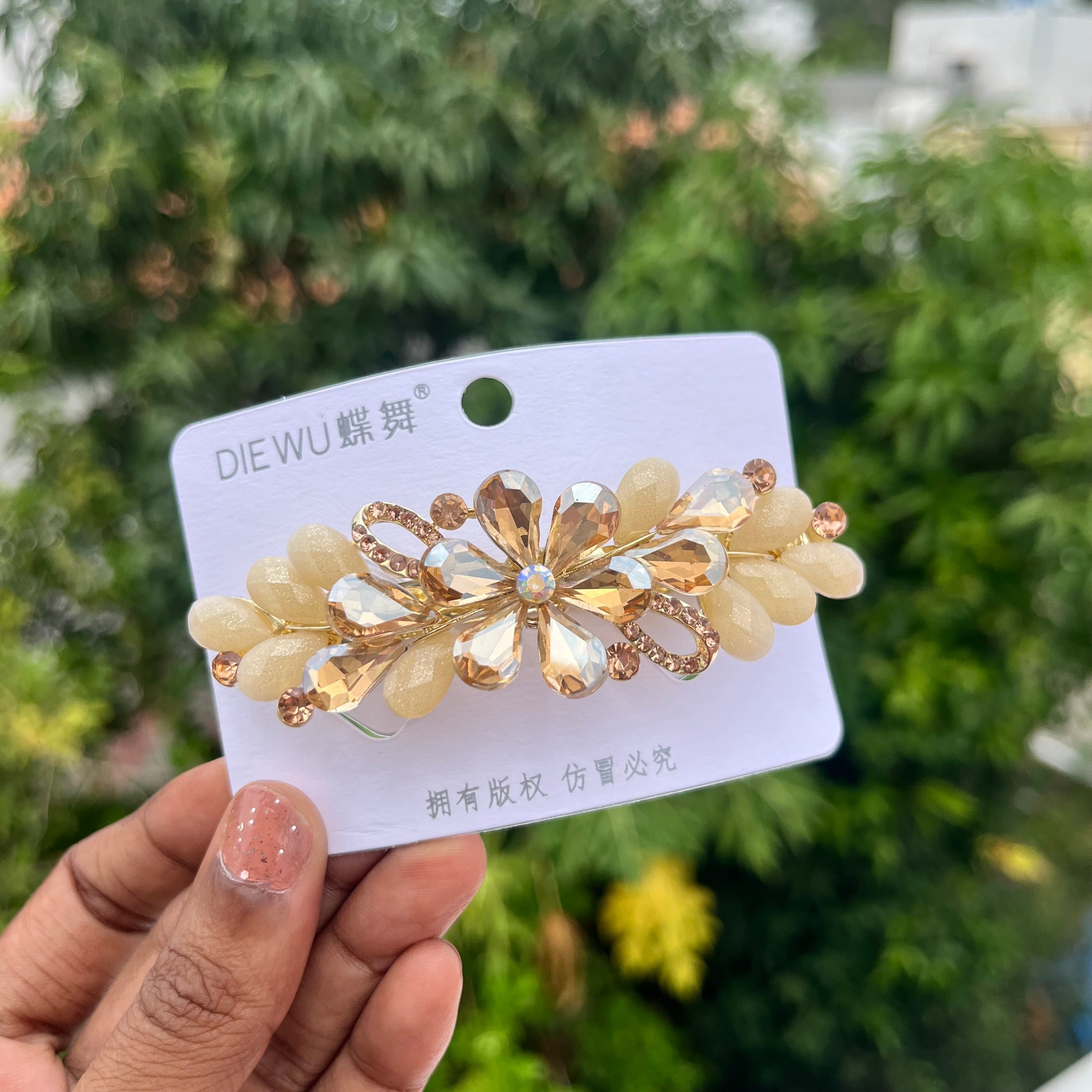 Crystal Petal Center Clip