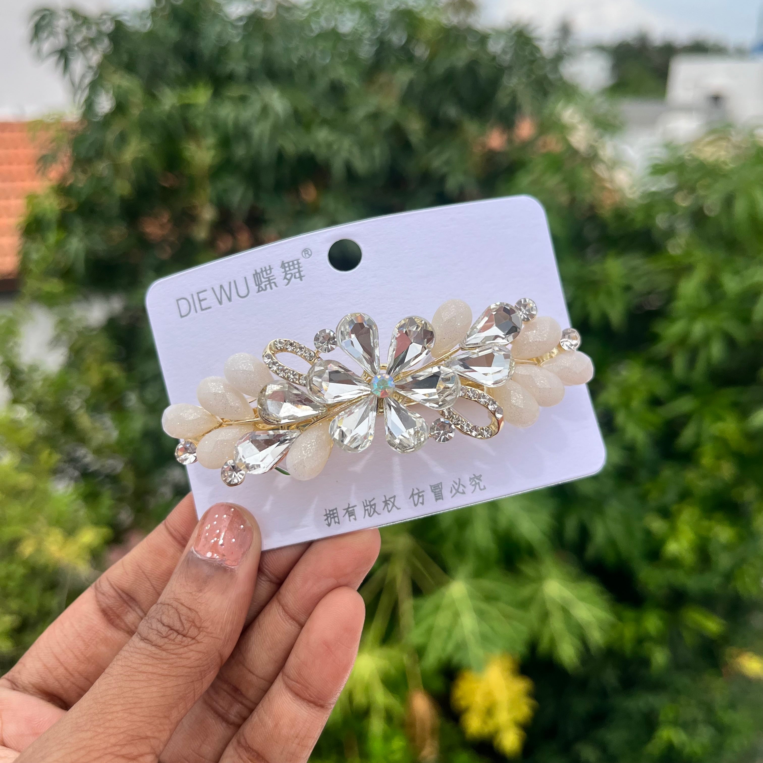 Crystal Petal Center Clip