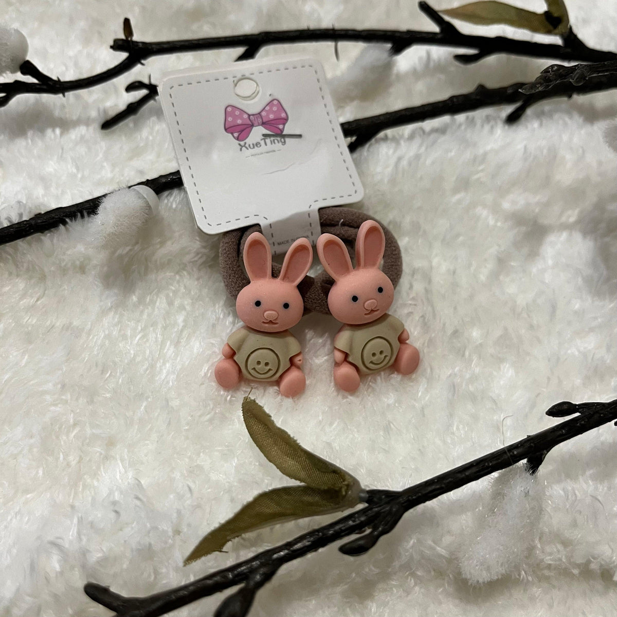 Soft Pink Hair Ties Bunny