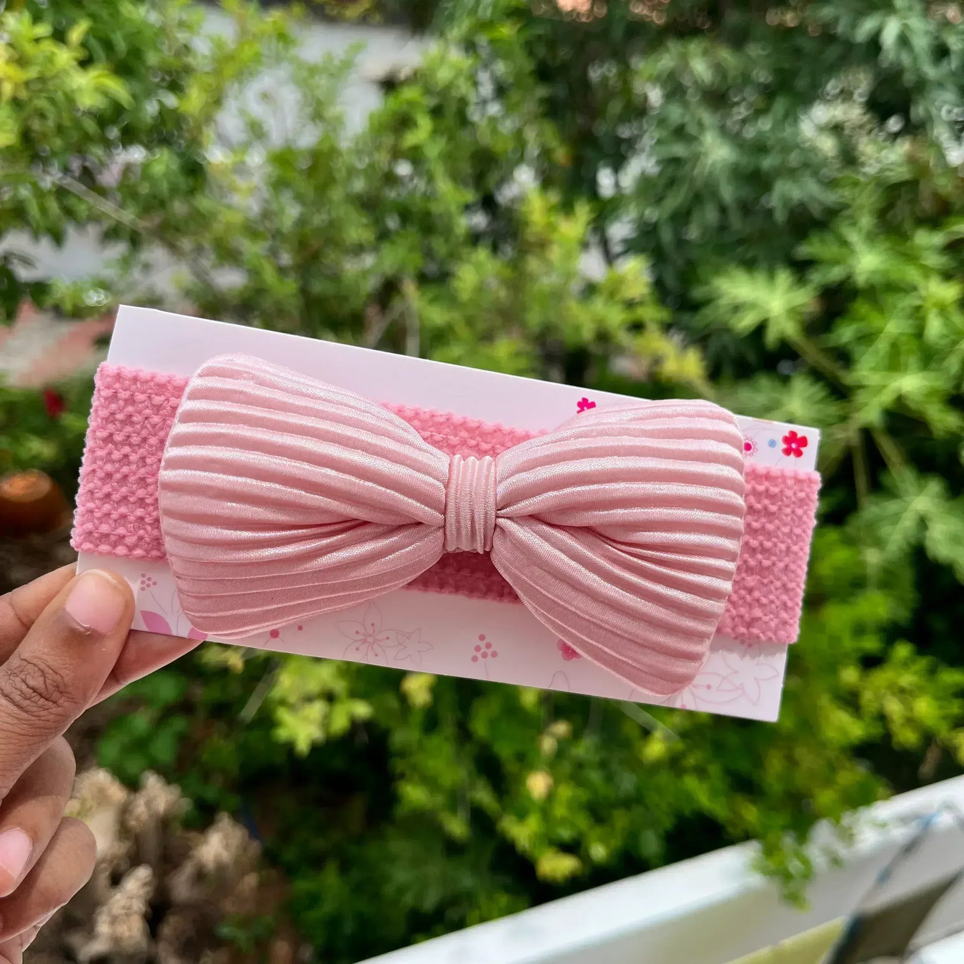 Head Band with Bow Pink