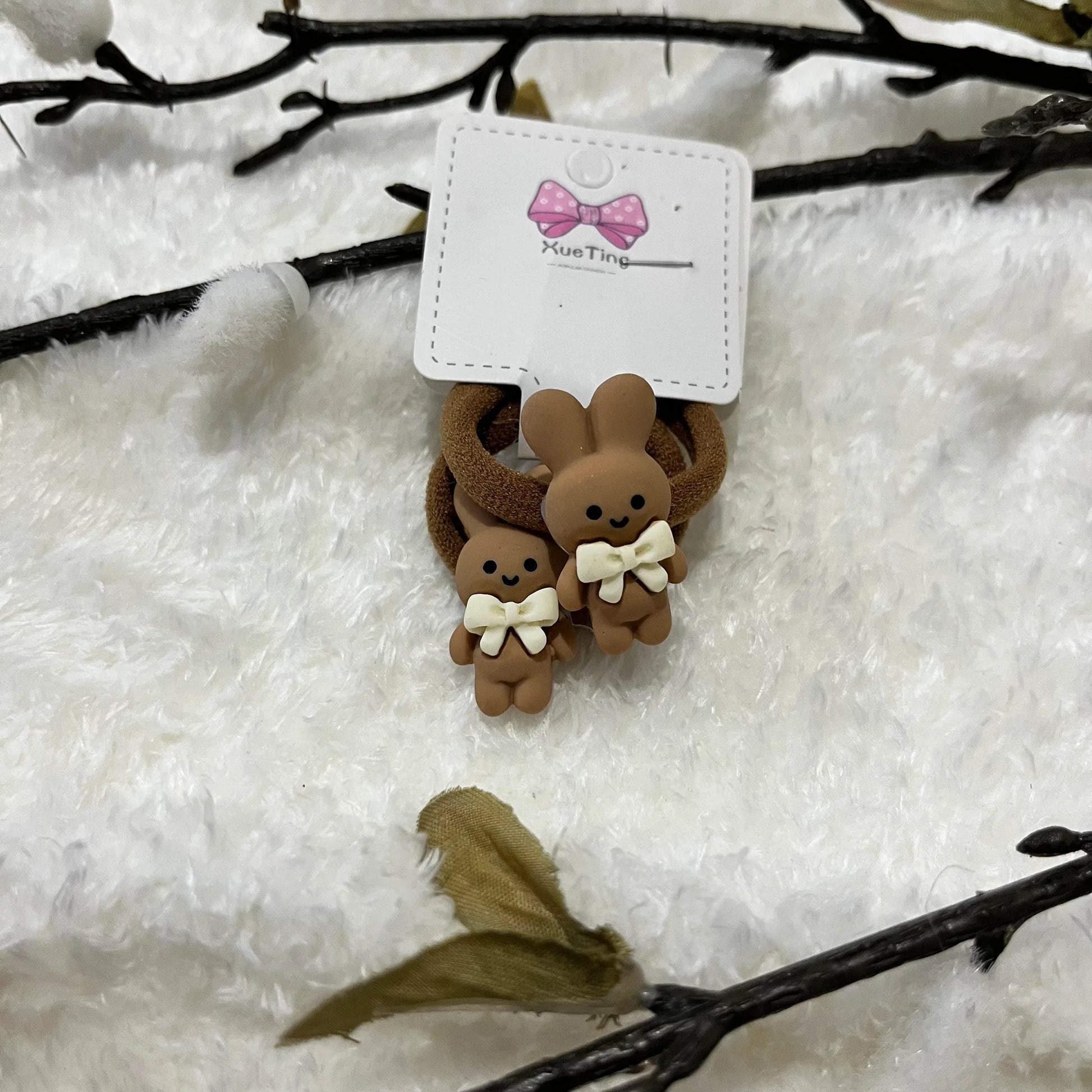 Beige Hair Ties Bunny