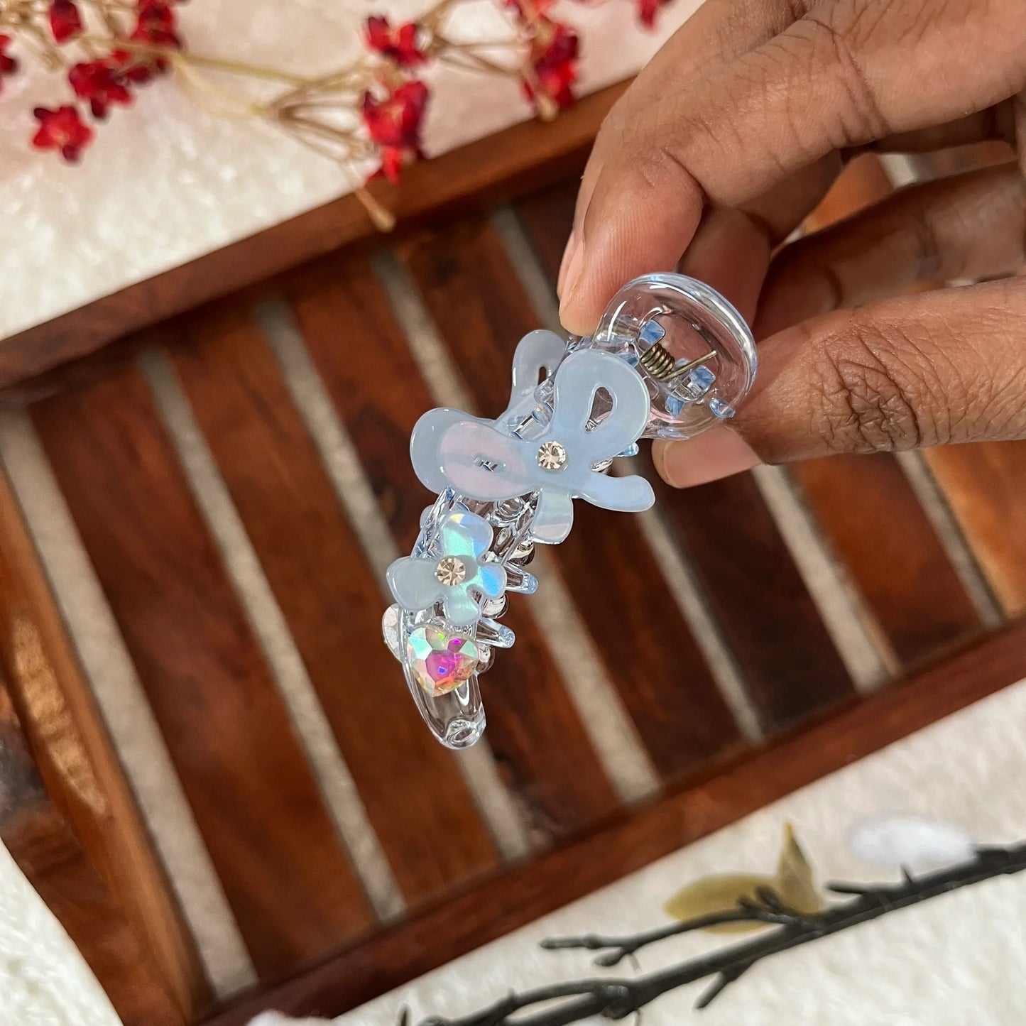 Ribbon Banana Clip (6cm) Blue