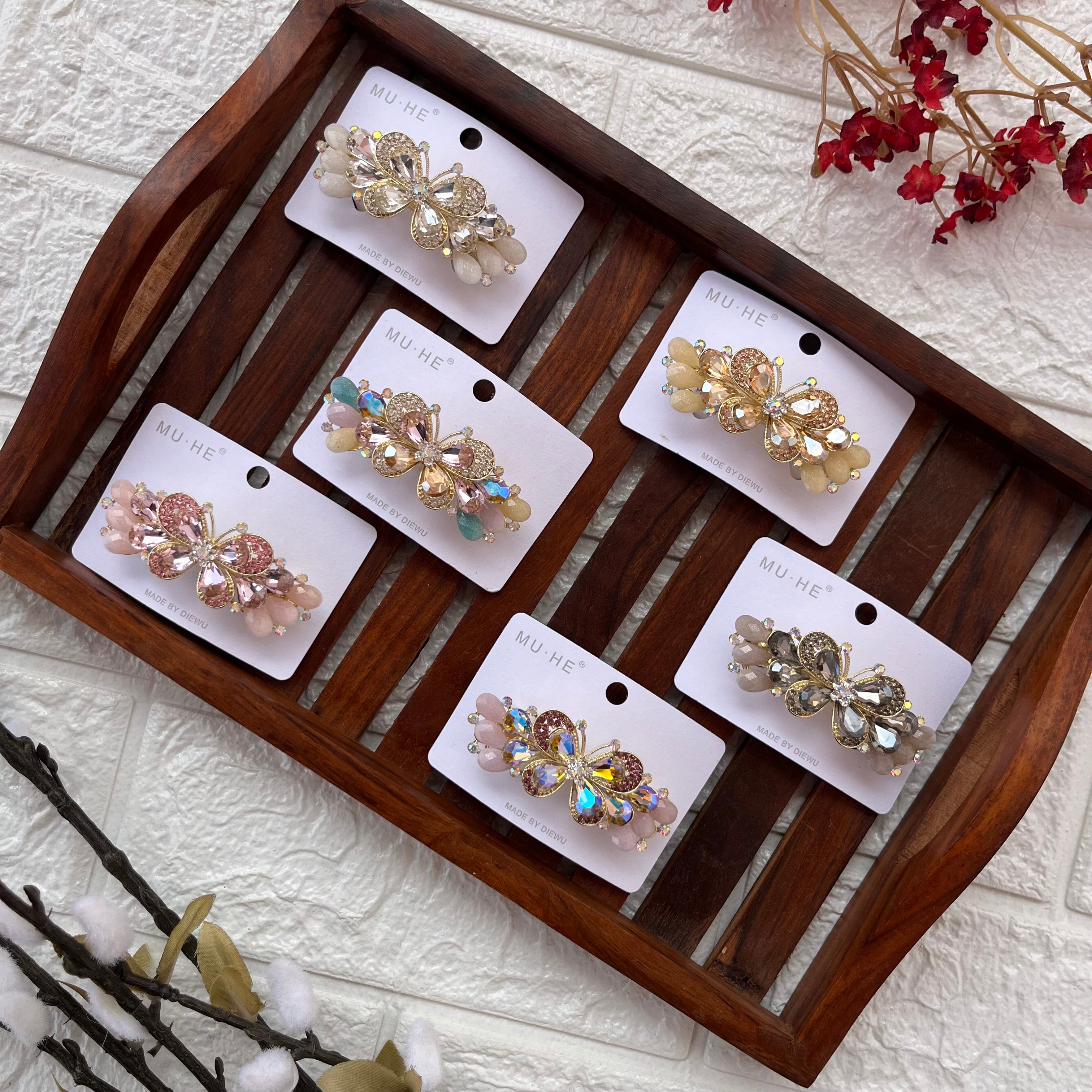 Crystal Butterfly Center Clip