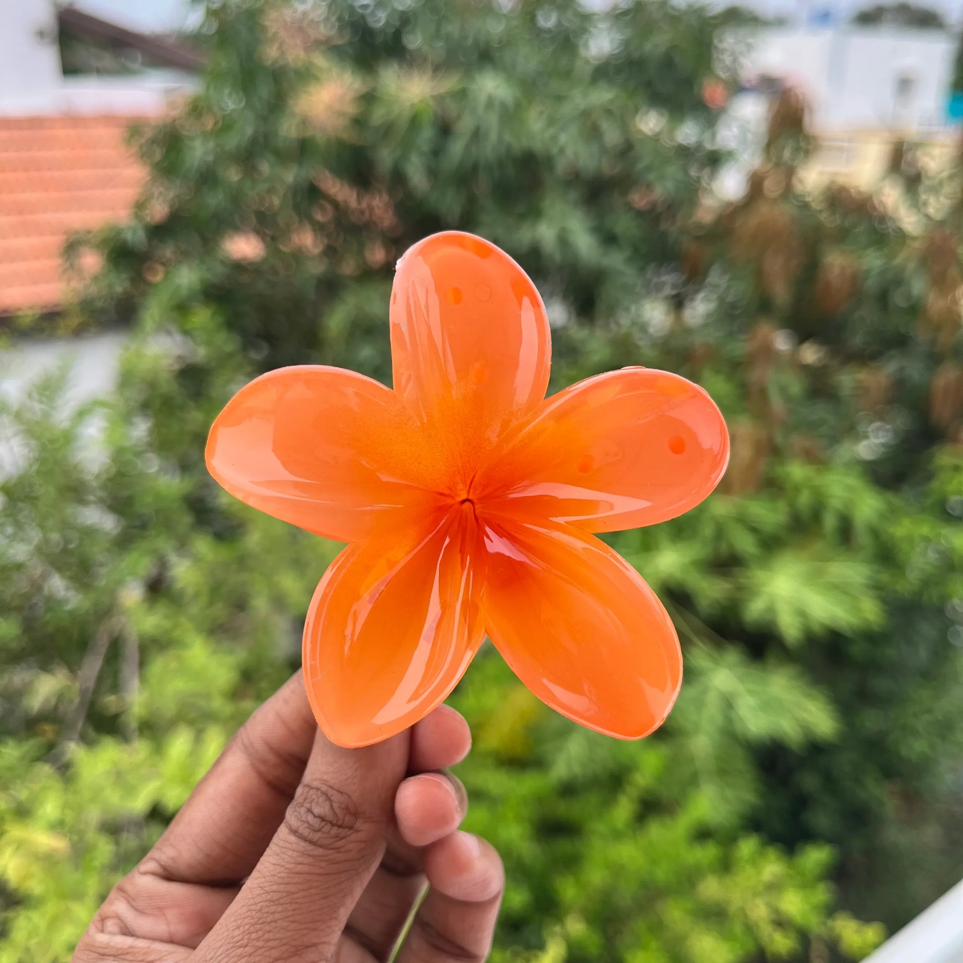Flower Hair Claw - Large Orange