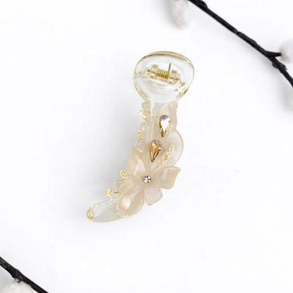 Crystal Petal Banana Hair Clip – Elegant 8cm Gold