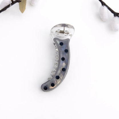 Polka Chic Banana Clip (8cm) Grey