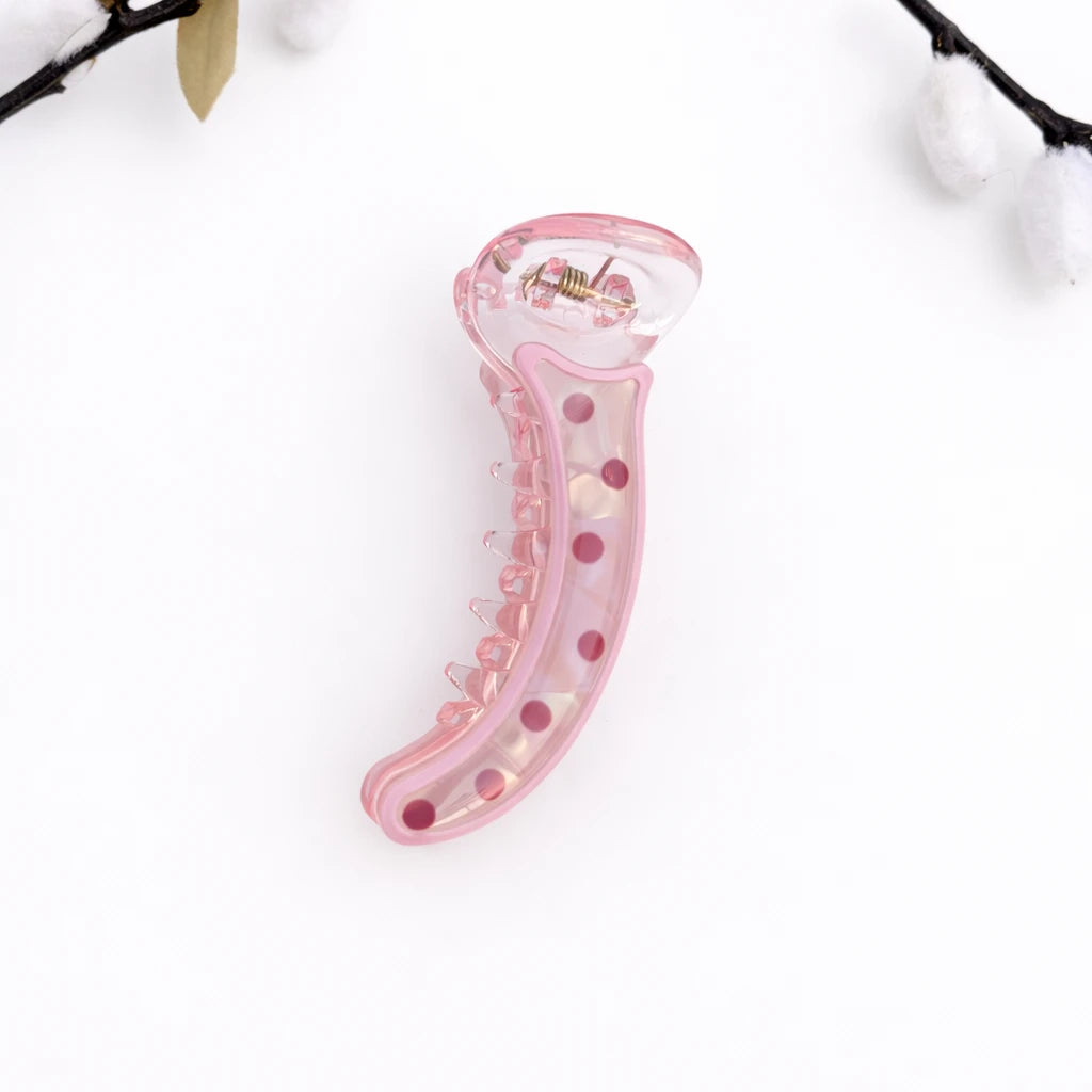 Polka Chic Banana Clip (8cm) Pink