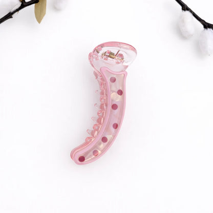 Polka Chic Banana Clip (8cm) Pink