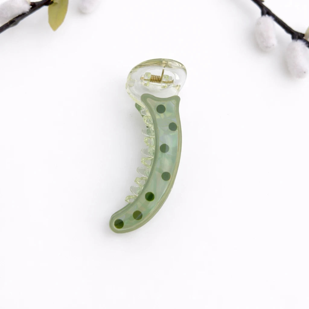 Polka Chic Banana Clip (8cm) Green
