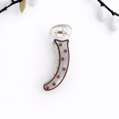 Polka Chic Banana Clip (8cm) Brown