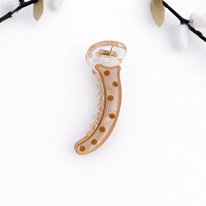 Polka Chic Banana Clip (8cm) Beige