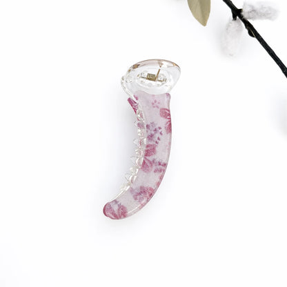 Floral Frost Banana Clip (8cm) Baby Pink