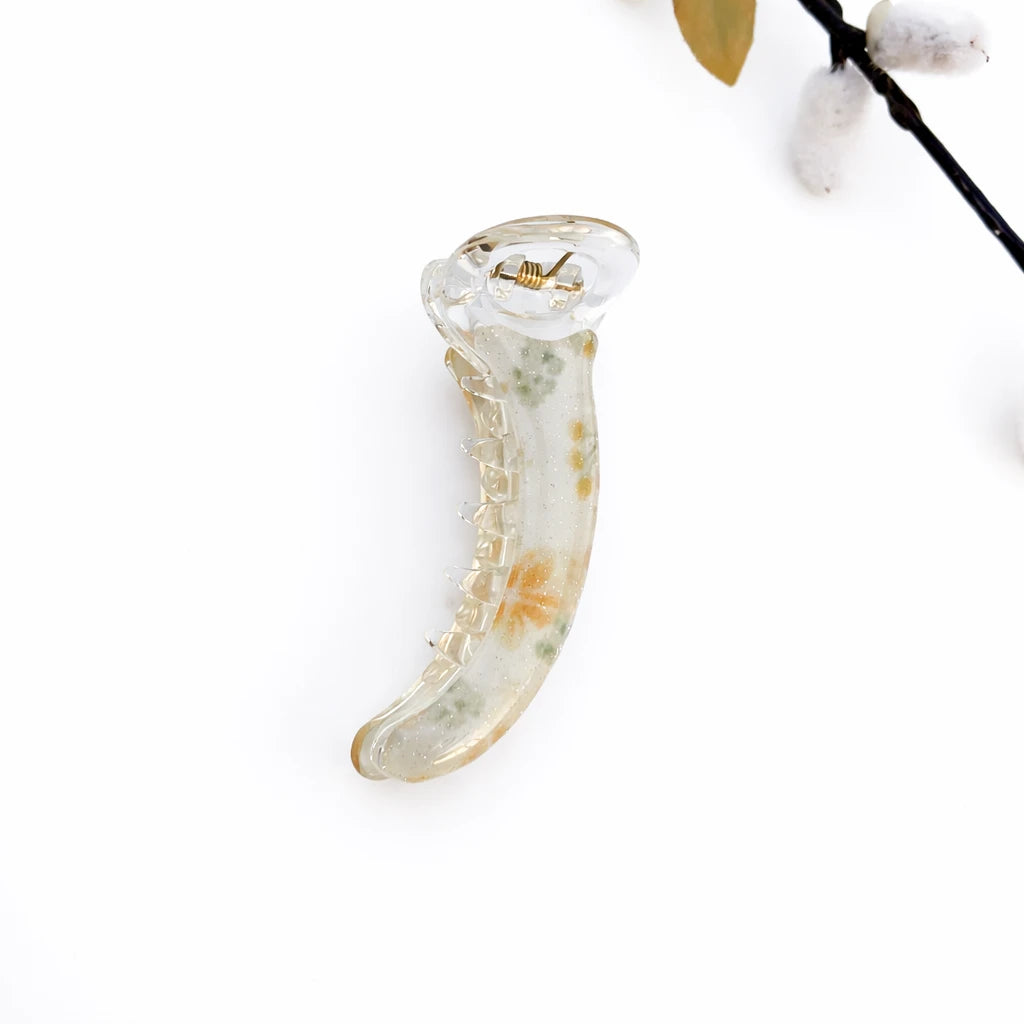 Floral Frost Banana Clip (8cm) Yellow