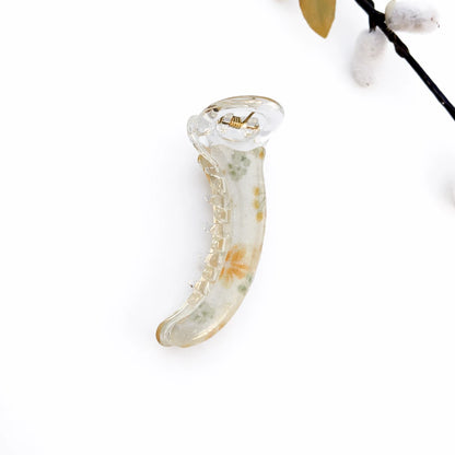 Floral Frost Banana Clip (8cm) Yellow
