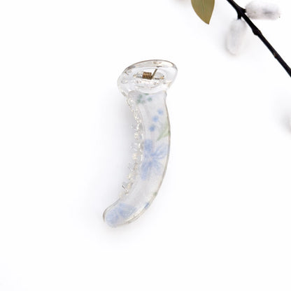 Floral Frost Banana Clip (8cm) Light Blue