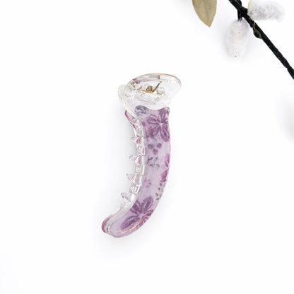 Floral Frost Banana Clip (8cm) Purple