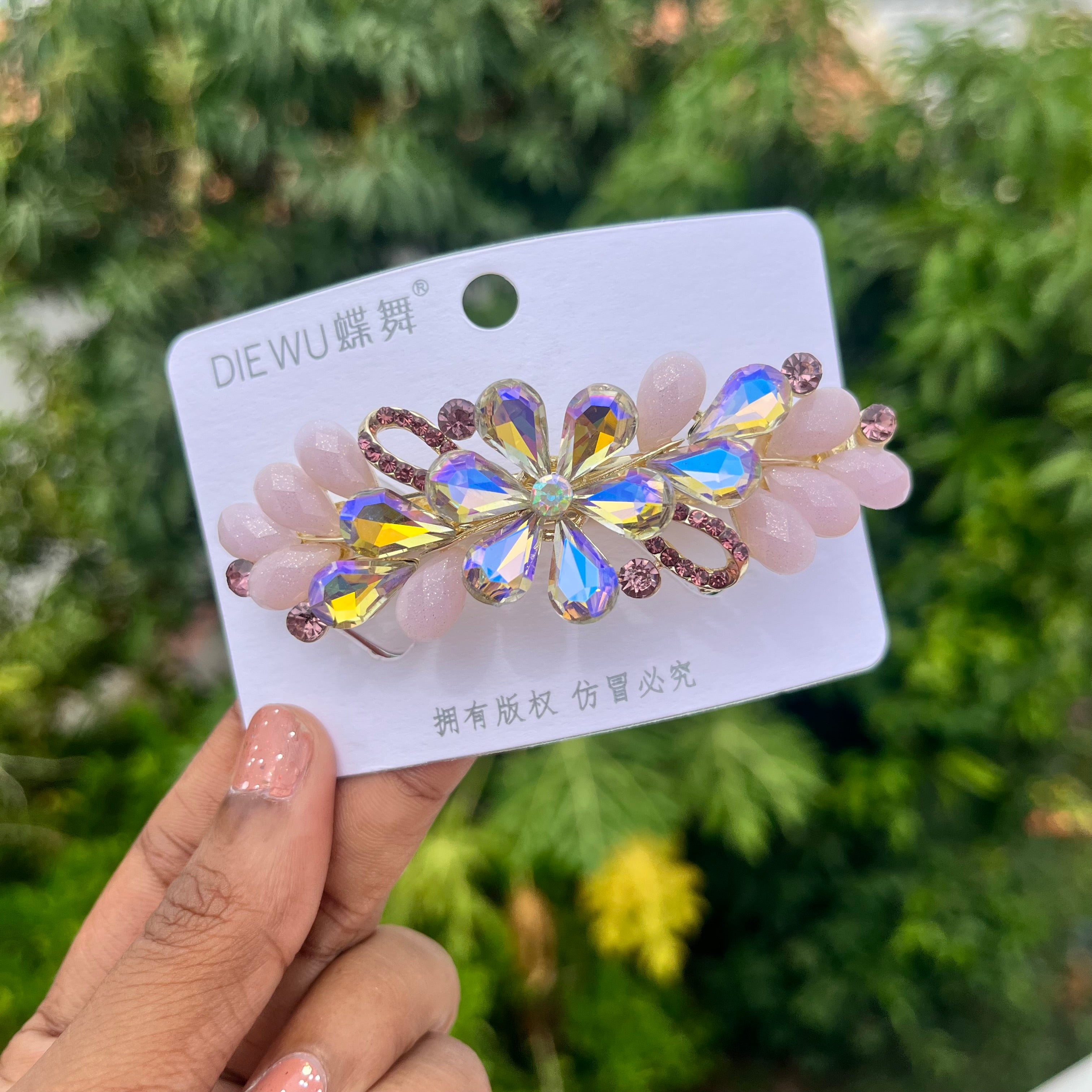 Crystal Petal Center Clip