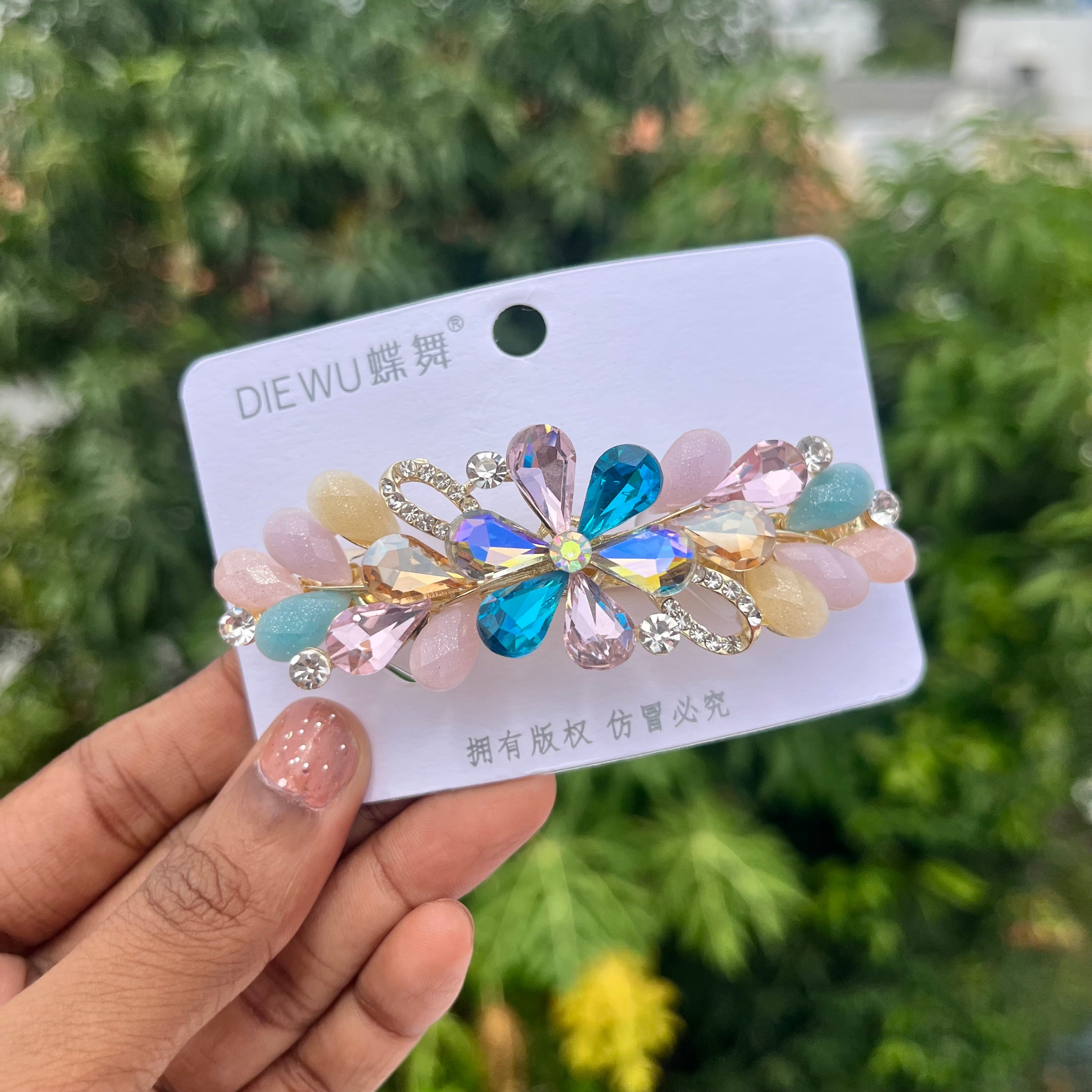 Crystal Petal Center Clip