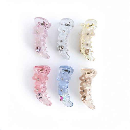 Petal Glow Banana Hair Clip – Mini Floral 6cm