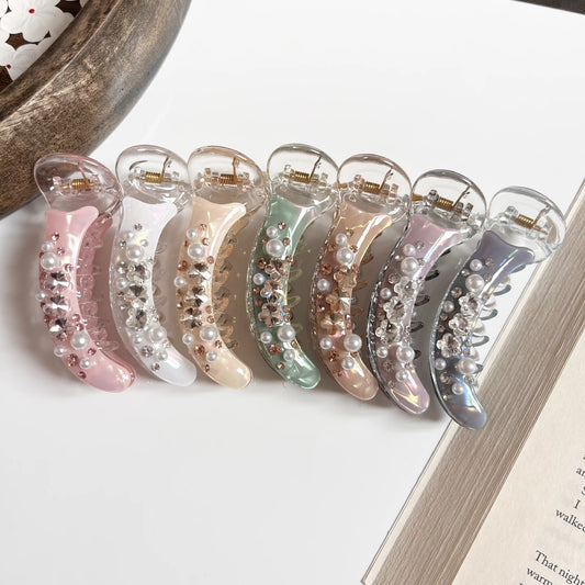 Luxe Pearl Banana Hair Clip – Elegant 8cm