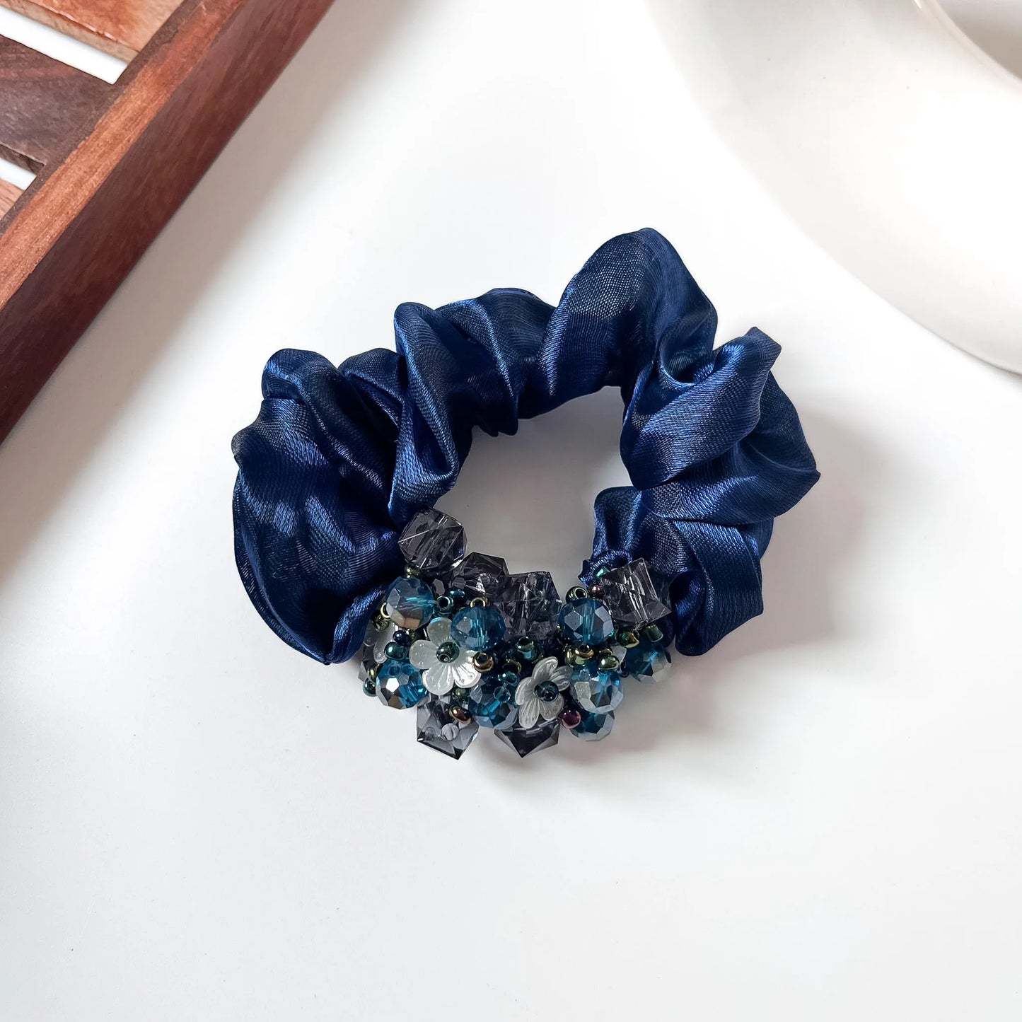 Crystal Cluster Organza Scrunchie