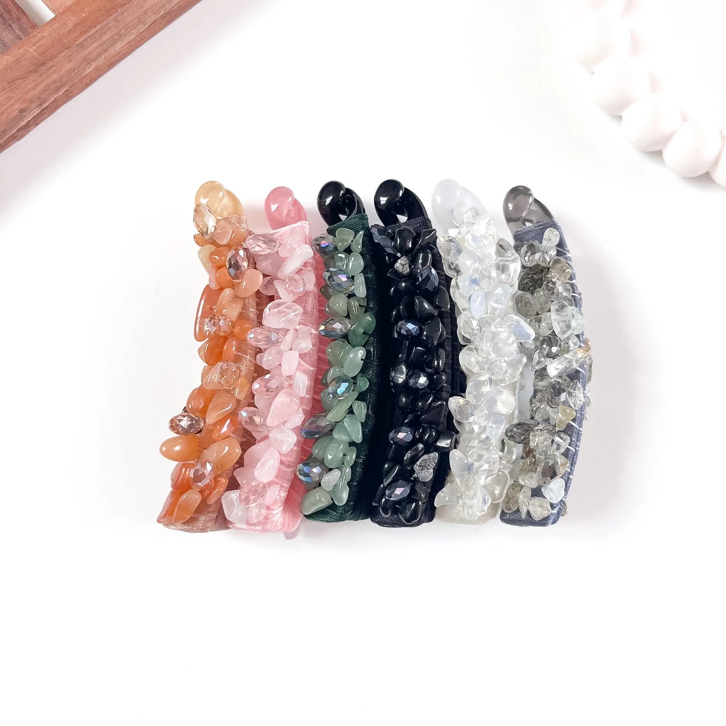 Gemstone Chip Lock Banana Clip -10cm