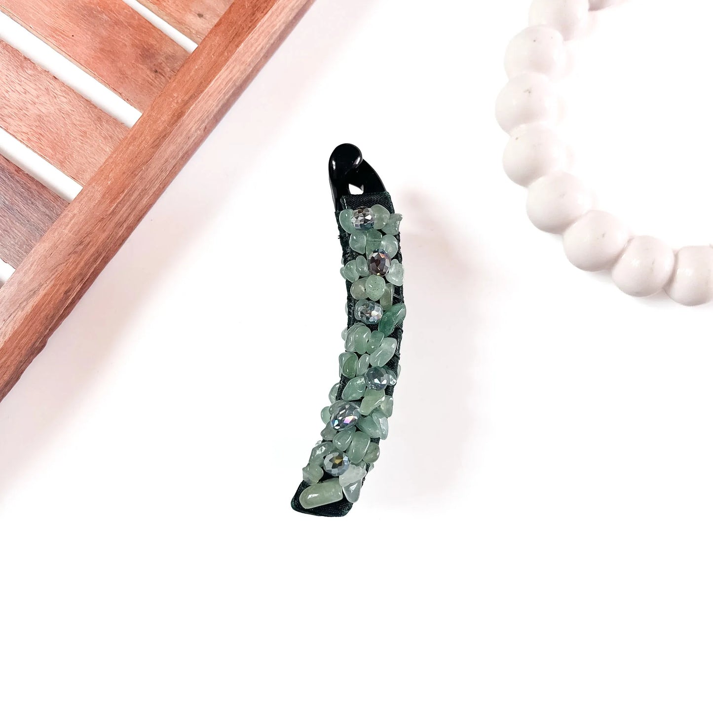 Gemstone Chip Lock Banana Clip -10cm