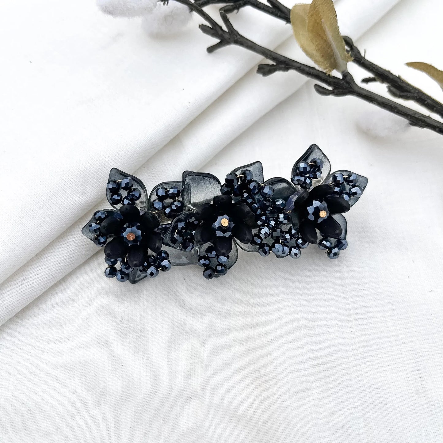 Faceted Leaf Bloom Barrette - 6 cm